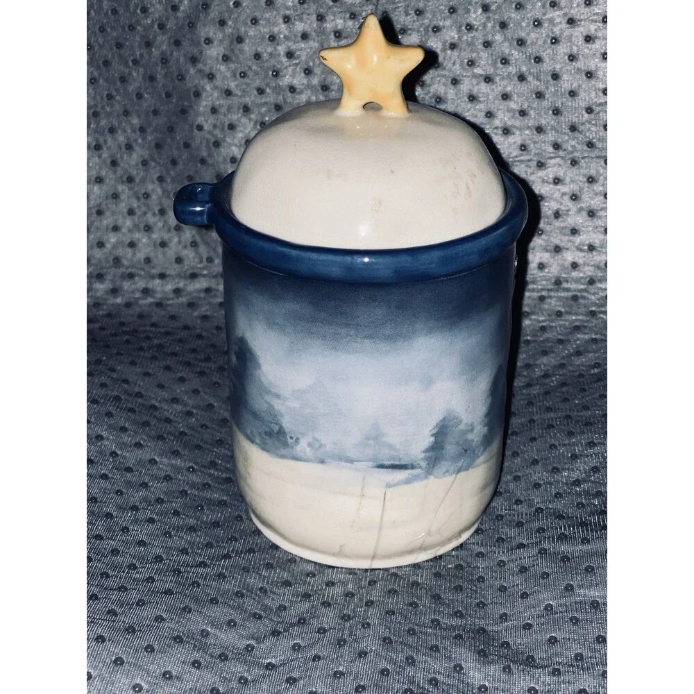 Unbranded Ceramic Christmas Snowman Cookie Jar Caddy Canister SEE Description